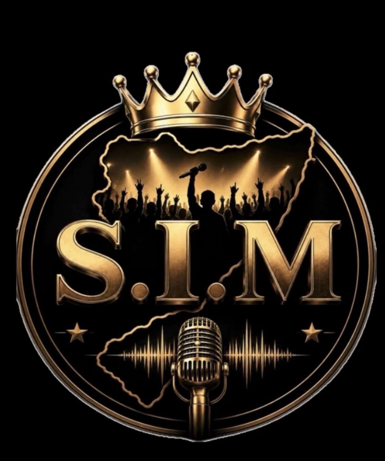S.I.M crown and microphone logo